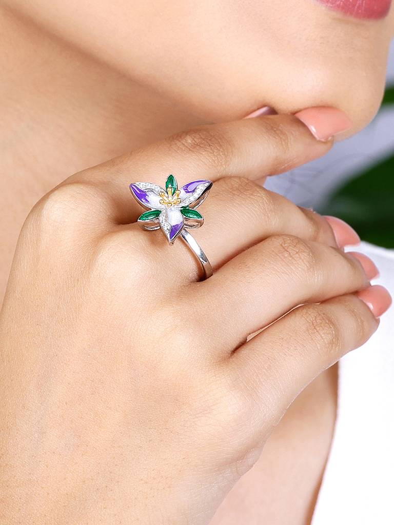 Giva 925 Sterling Silver Bhumi Silver Convertible Trillium Ring