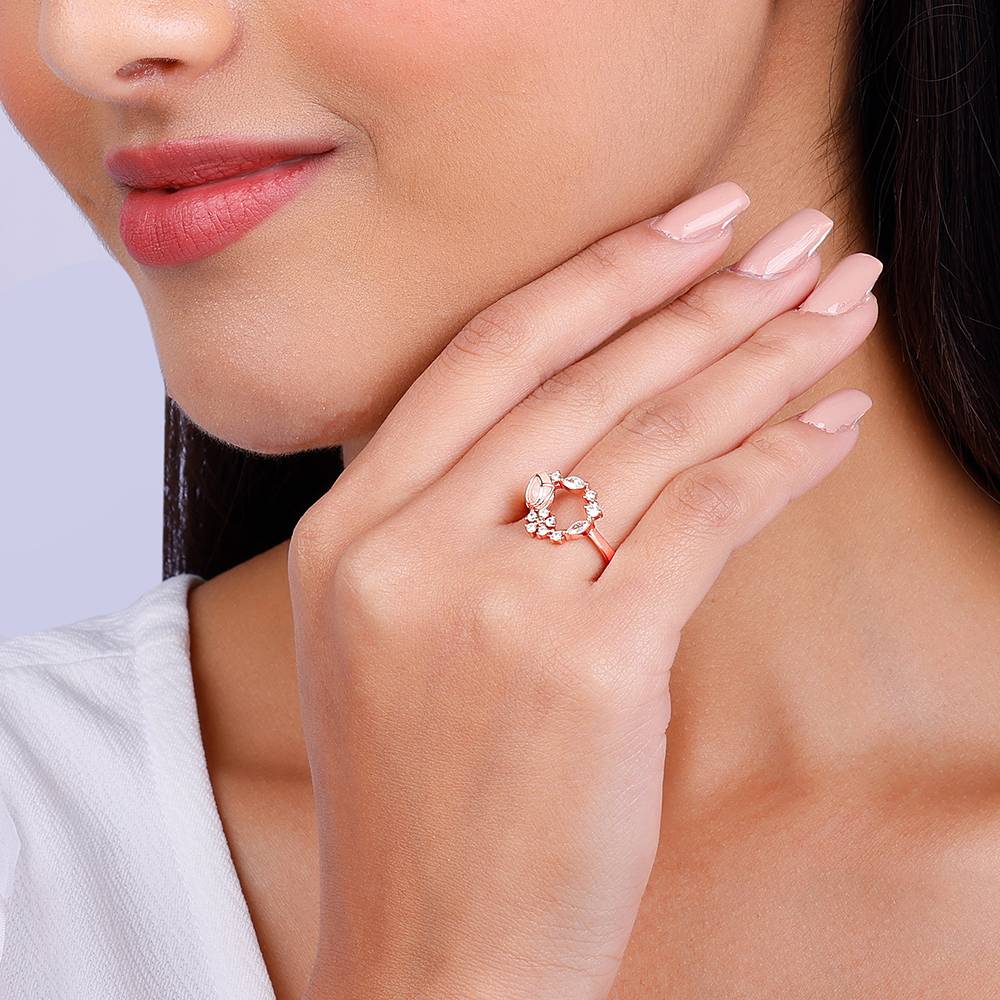 Giva 925 Sterling Silver Rose Gold Drop Wreath Ring,Adjustable : R01604