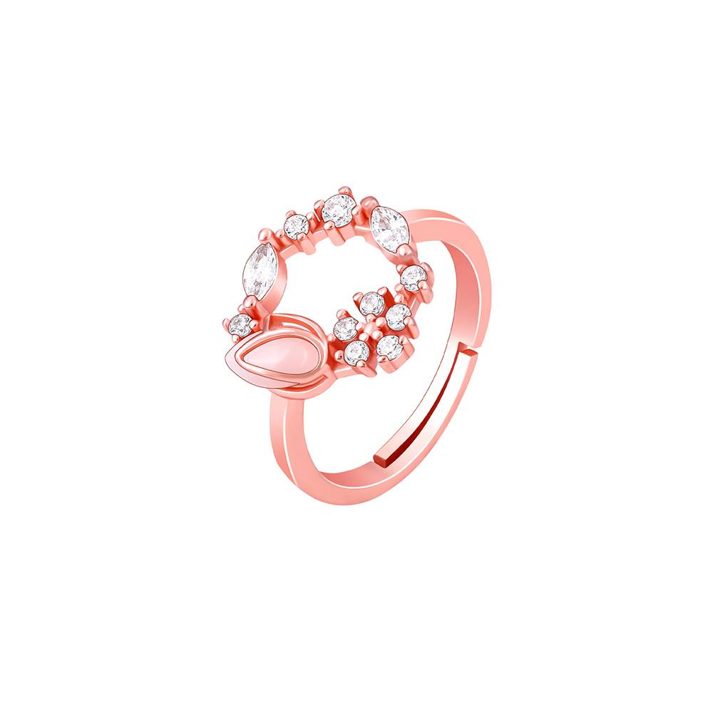 Giva 925 Sterling Silver Rose Gold Drop Wreath Ring,Adjustable : R01604