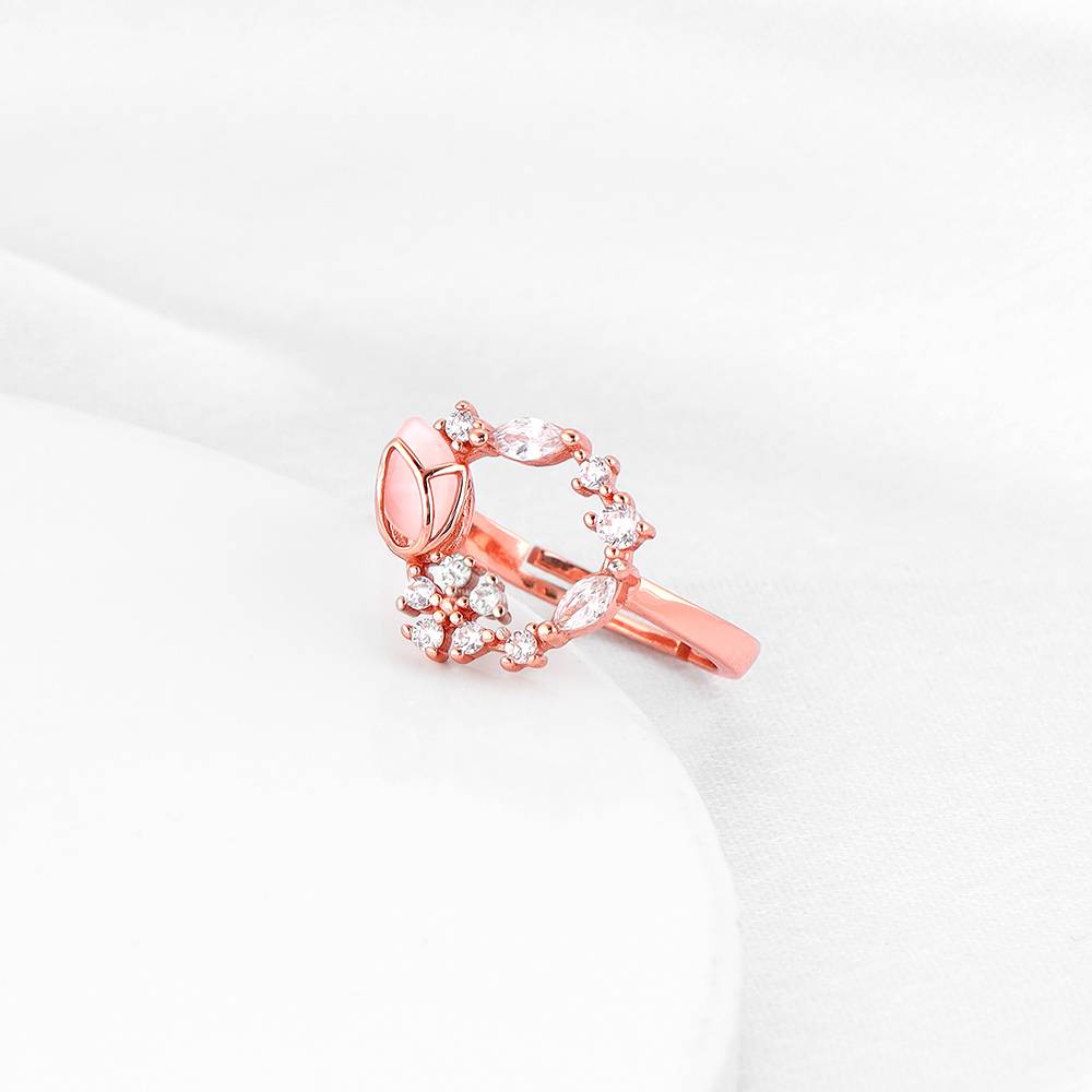 Giva 925 Sterling Silver Rose Gold Drop Wreath Ring,Adjustable : R01604