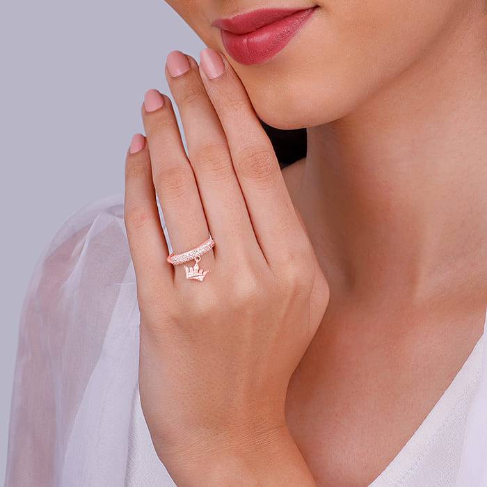 Giva 925 Sterling Silver Rose Gold Crown Ring,Adjustable| Gifts For Women And Girls | With : R01605