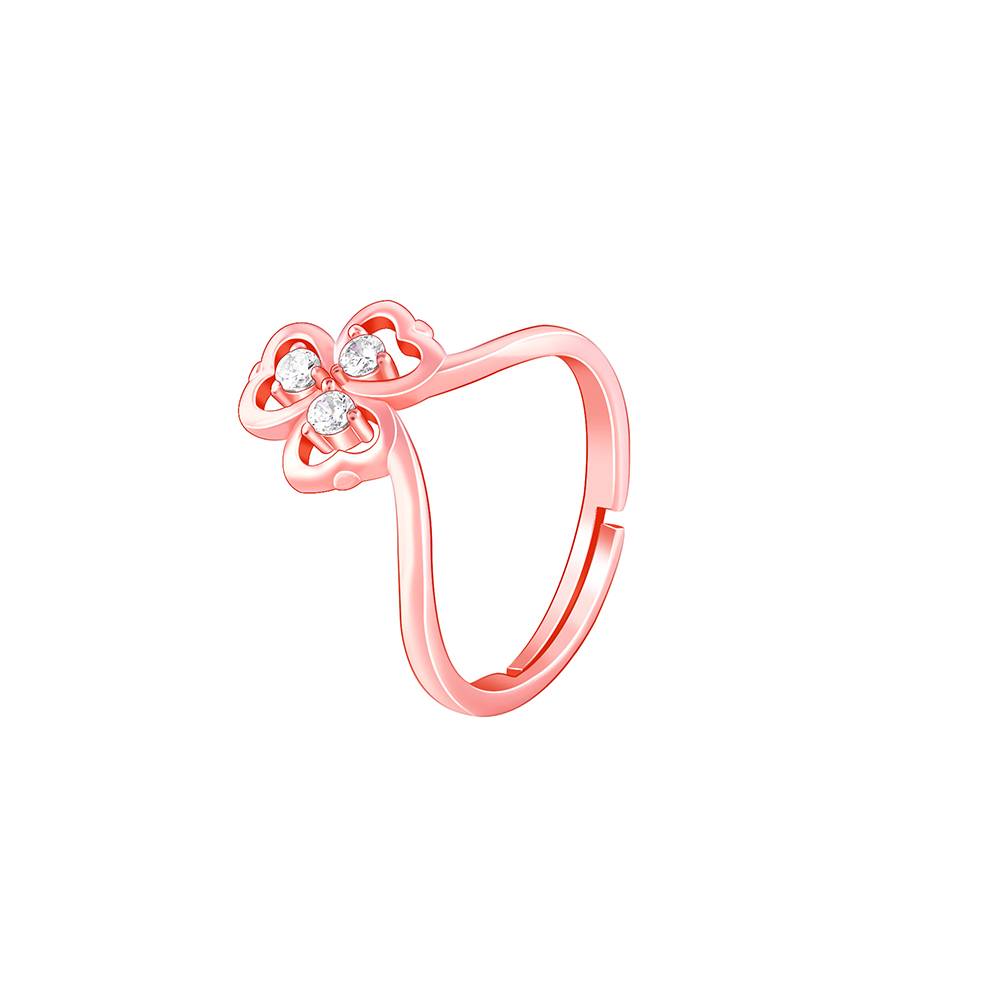 Giva 925 Sterling Silver Rose Gold Three Leaf Clover Ring,Adjustable : R01606