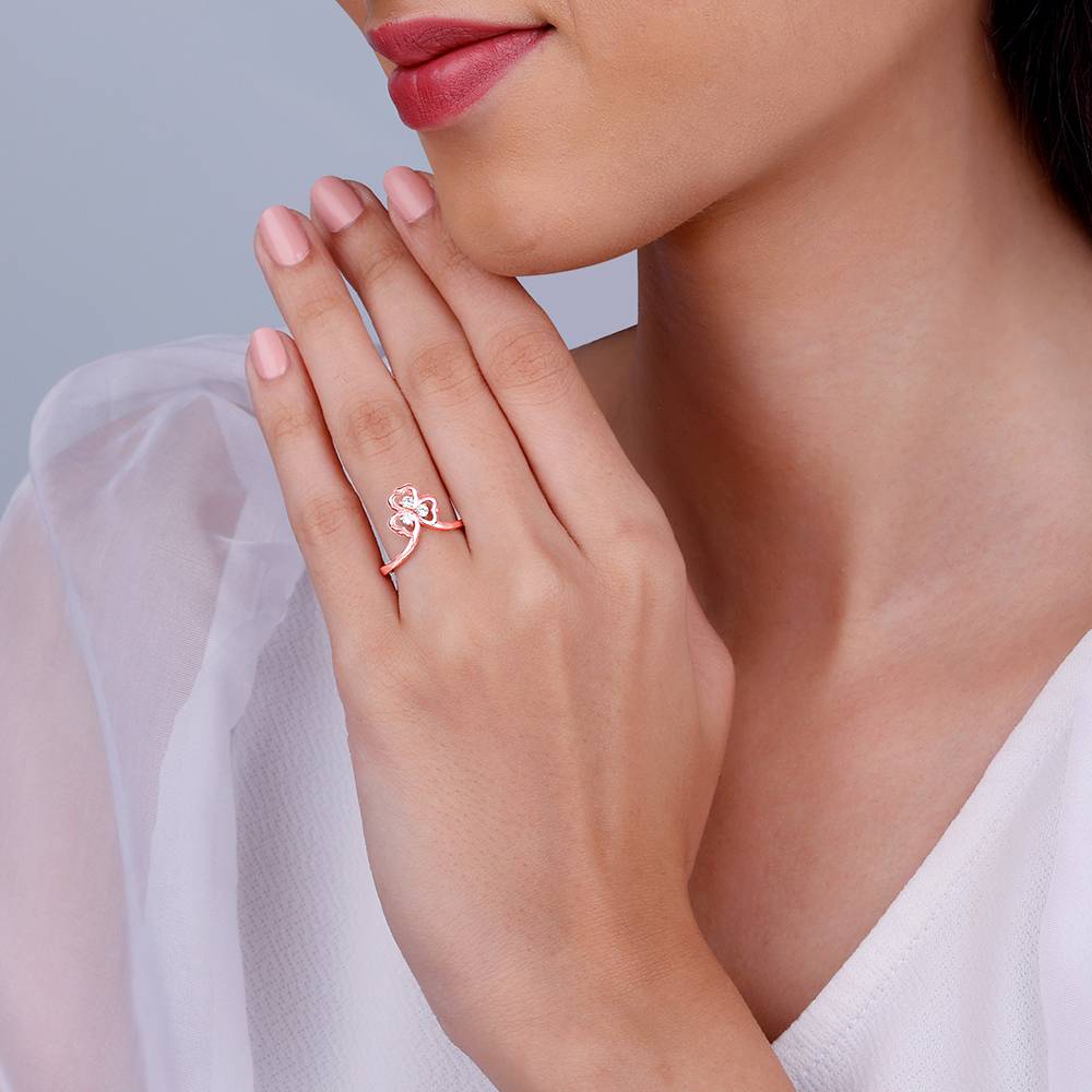 Giva 925 Sterling Silver Rose Gold Three Leaf Clover Ring,Adjustable : R01606