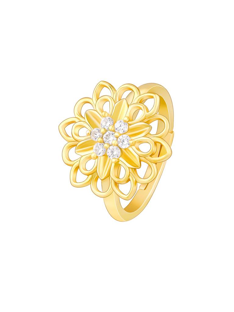 925 Silver Golden Blooming Flower Set For Women And Girls : R01608PD02283ER0292