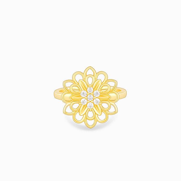 Giva 925 Sterling Silver Golden Blooming Flower Ring, Adjustable | Gifts For Women And Gir : R01608