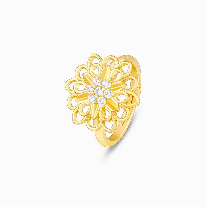 Giva 925 Sterling Silver Golden Blooming Flower Ring, Adjustable | Gifts For Women And Gir : R01608