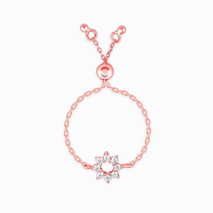 Giva 925 Silver Rose Gold Flower Charm Ring,Adjustable| Gifts For Women And Girls | With C : R01609