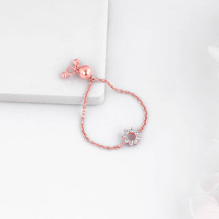 Giva 925 Silver Rose Gold Flower Charm Ring,Adjustable| Gifts For Women And Girls | With C : R01609
