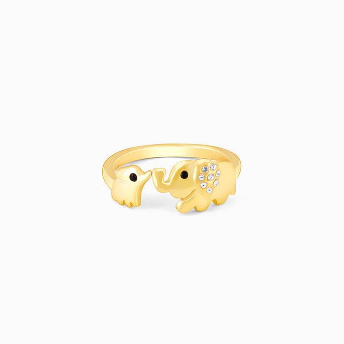 Giva 925 Sterling Silver Golden Elephant Charm Ring, Adjustable | Gifts For Women And Girl : R01612