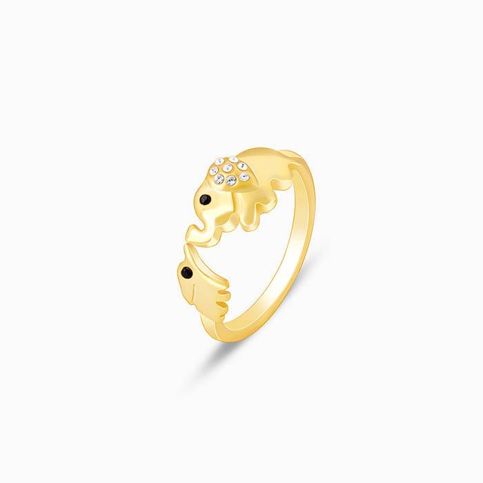 Giva 925 Sterling Silver Golden Elephant Charm Ring, Adjustable | Gifts For Women And Girl : R01612