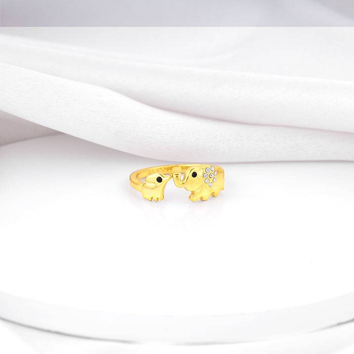 Giva 925 Sterling Silver Golden Elephant Charm Ring, Adjustable | Gifts For Women And Girl : R01612