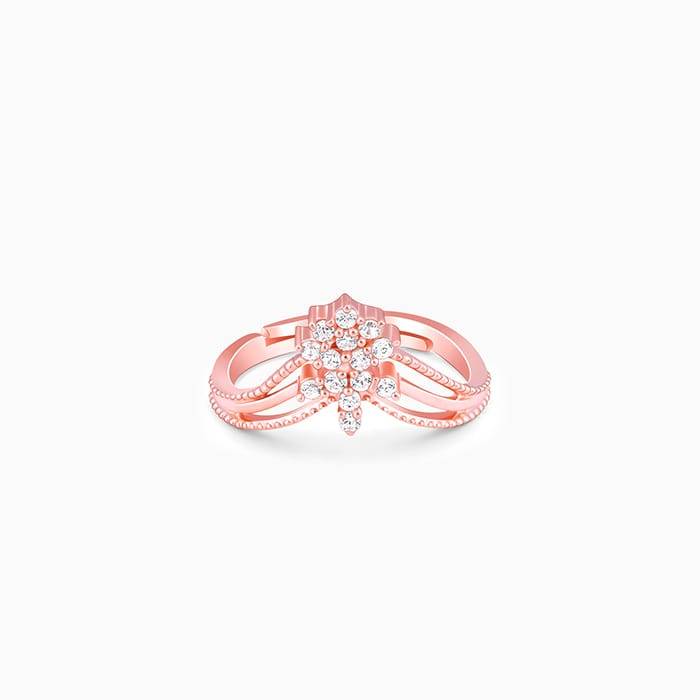 Giva 925 Sterling Silver Rose Gold Fleur-De-Lis Ring, Adjustable | Gifts For Women And Gir : R01615