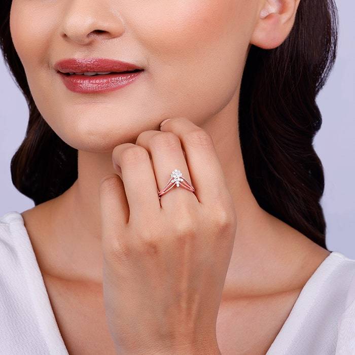 Giva 925 Sterling Silver Rose Gold Fleur-De-Lis Ring, Adjustable | Gifts For Women And Gir : R01615