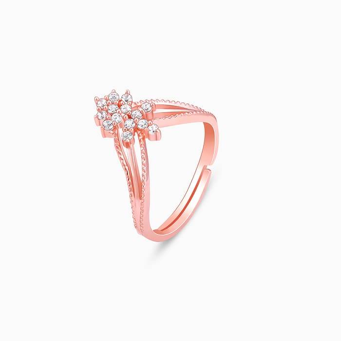 Giva 925 Sterling Silver Rose Gold Fleur-De-Lis Ring, Adjustable | Gifts For Women And Gir : R01615