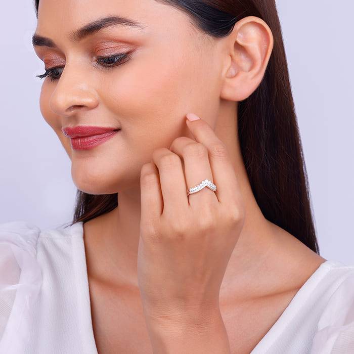 Giva 925 Sterling Silver Tiara Vanki Ring,Fixed Size, Indian - 12, Us - 6 | Gifts For Wome : R01620