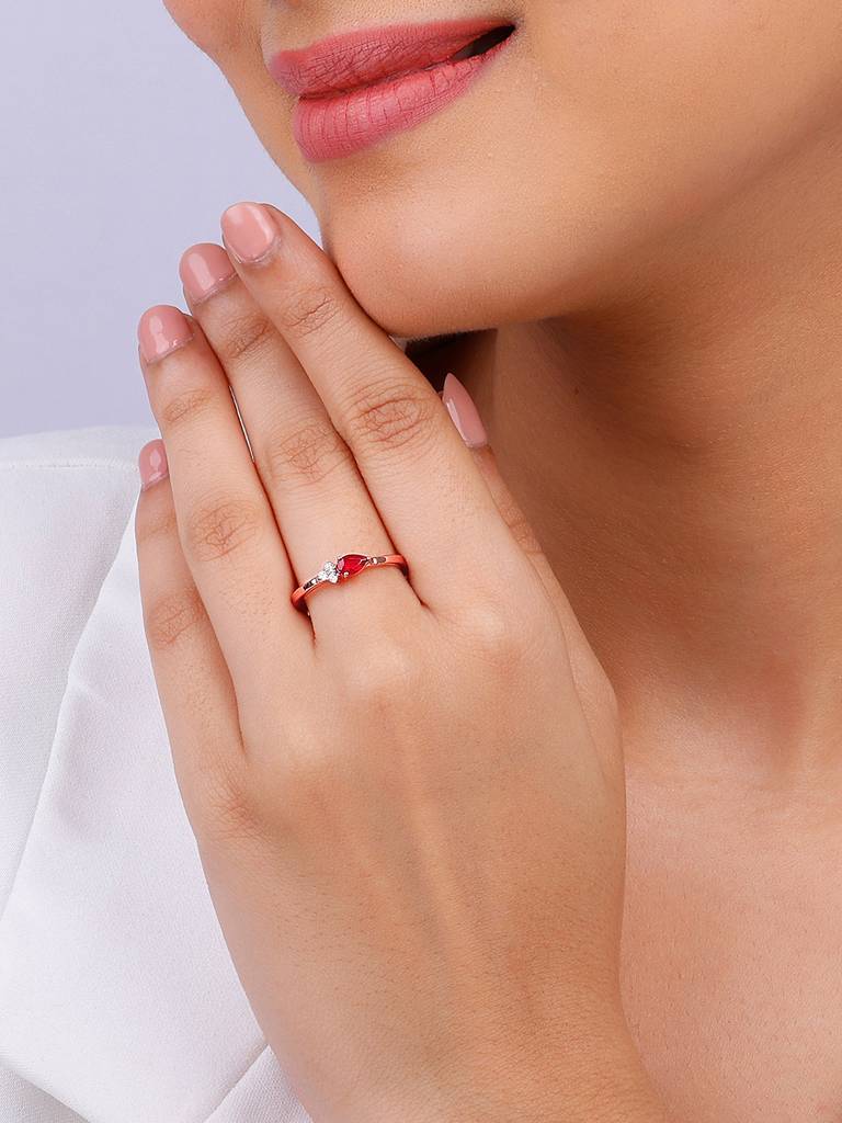 925 Silver Rose Gold Majestic Pear Ring, Adjustable For Womens And Girls : R01642