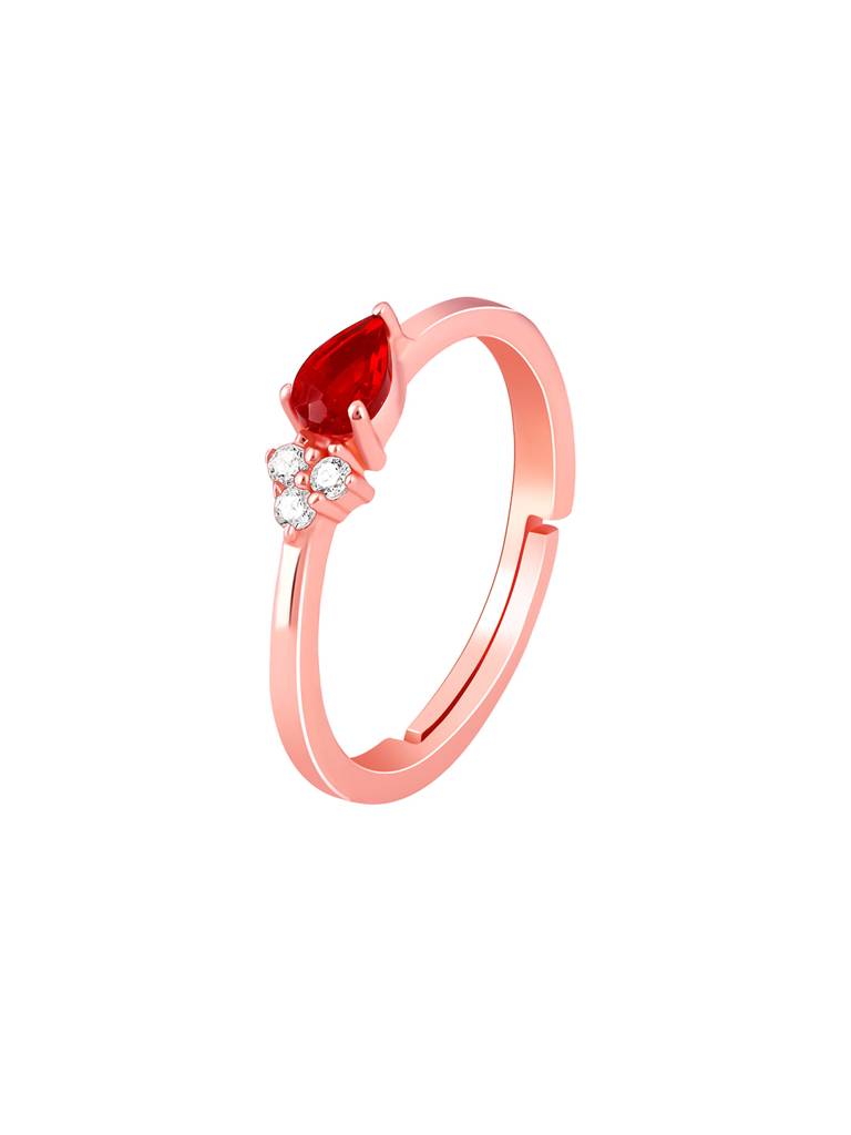 925 Silver Rose Gold Majestic Pear Ring, Adjustable For Womens And Girls : R01642