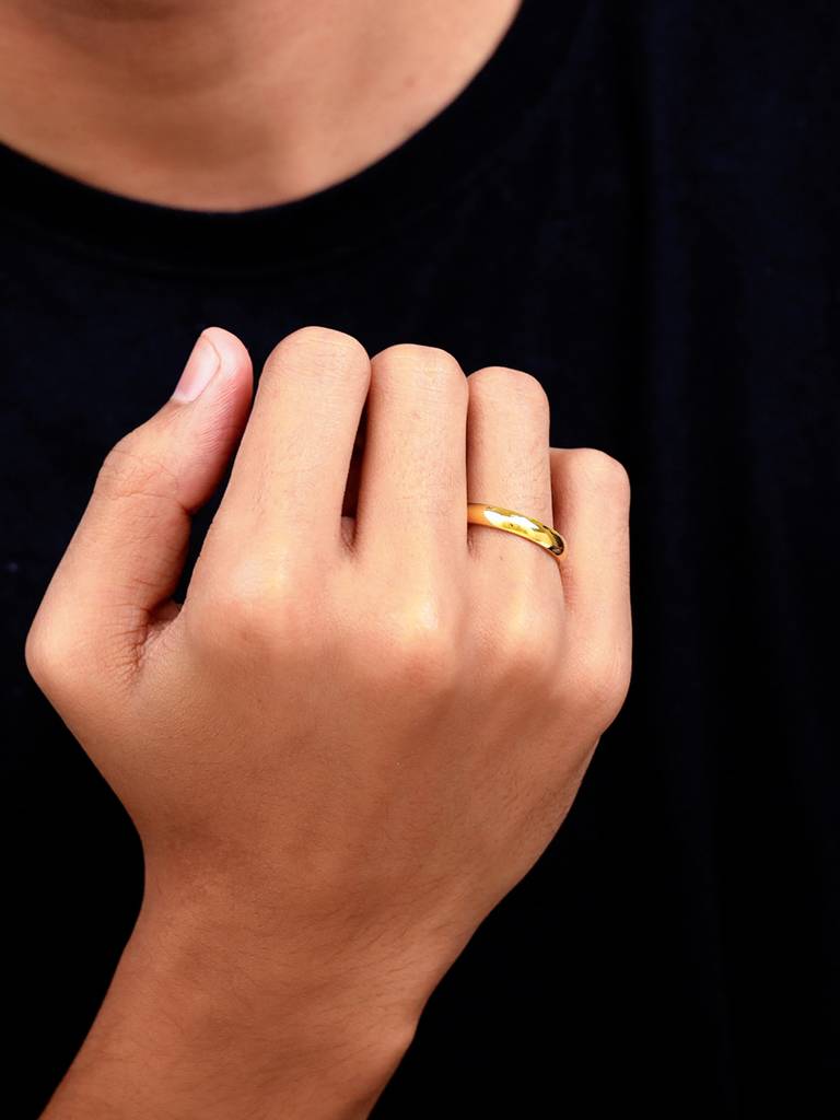 Giva 925 Sterling Silver Golden Classic Couple Band