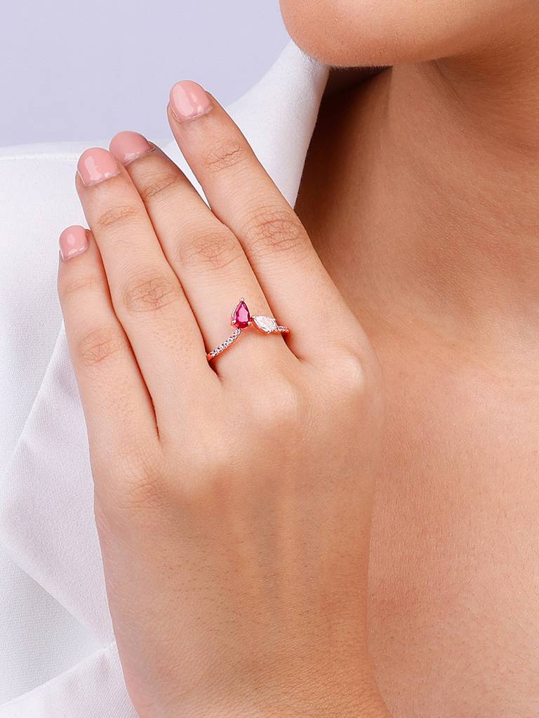 925 Silver Rose Gold Serendipity Ring, Fixed Size, Indian - 12, Us - 6 For Womens And Girls : R01646