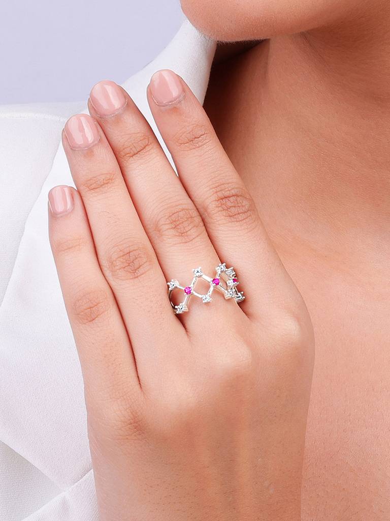 925 Silver Lover'S Window Ring, Fixed Size, Indian - 12, Us - 6 For Womens And Girls : R01647