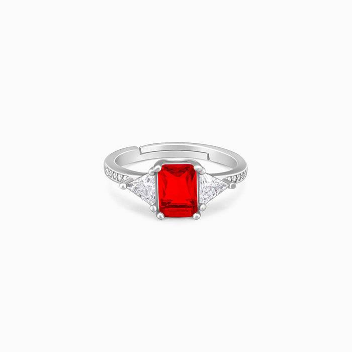 Giva 925 Sterling Silver Red Baguette Ring, Adjustable | |Gift For Valentine|Gift For Girl : R01650