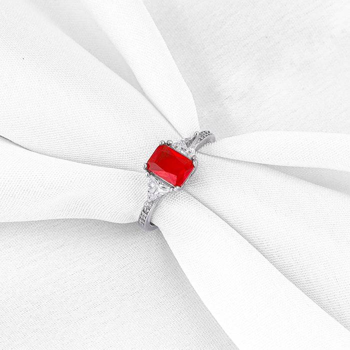 Giva 925 Sterling Silver Red Baguette Ring, Adjustable | |Gift For Valentine|Gift For Girl : R01650