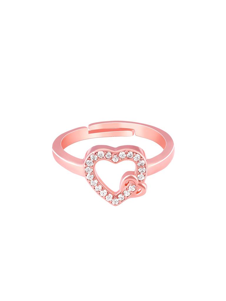925 Silver Golden Locked In Love Ring, Adjustable For Womens And Girls : R01652