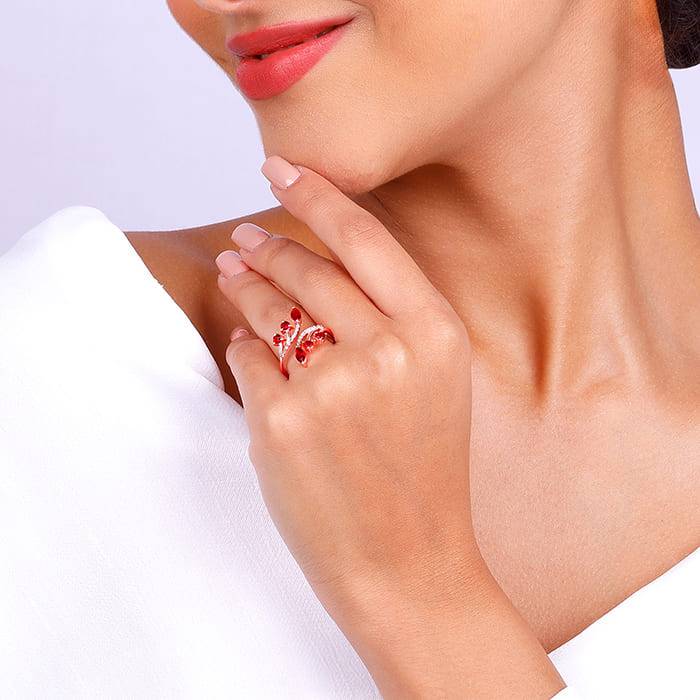 Giva 925 Sterling Silver Rose Gold Lover'S Cross Ring,Adjustable|Gift For Valentine | Gift : R01658