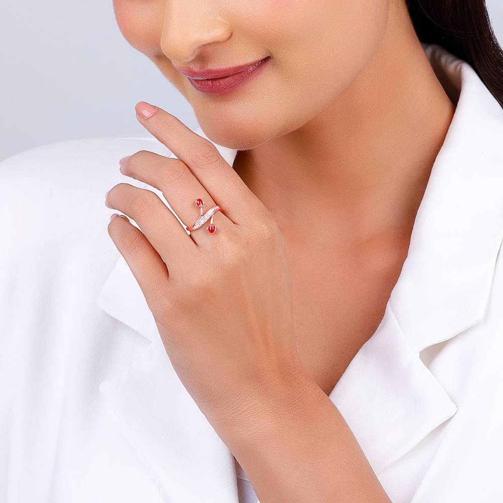 Giva 925 Sterling Silver Rose Gold Love Garden Ring,Fxed Size,Indian - 12|Gift For Valentine | Gift For Girlfr : R01660