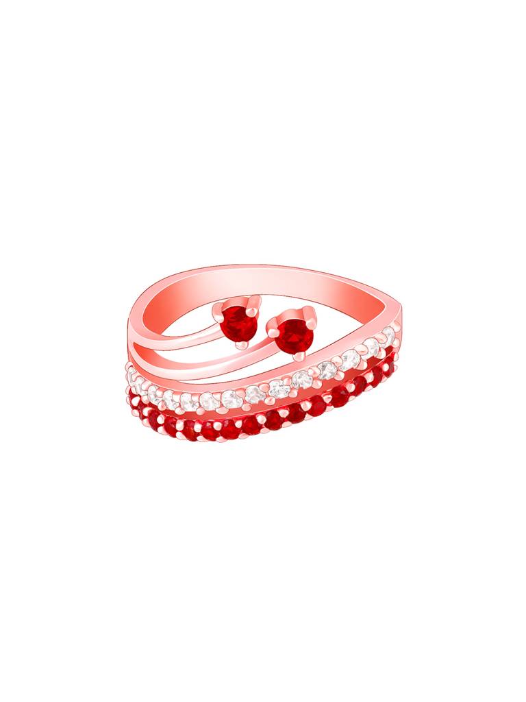 925 Silver Rose Gold Wavy Love Ring, Fixed Size, Indian - 12, Us - 6 For Womens And Girls : R01661