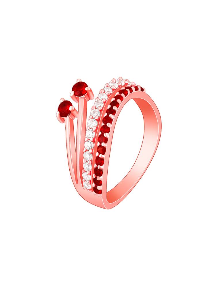 925 Silver Rose Gold Wavy Love Ring, Fixed Size, Indian - 12, Us - 6 For Womens And Girls : R01661