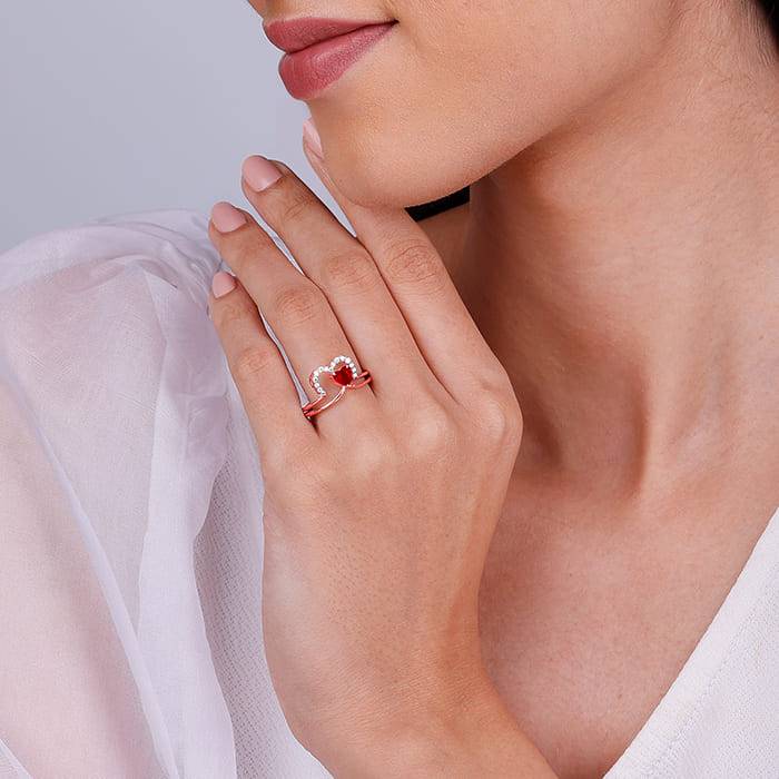 Giva 925 Sterling Silver Rose Gold Lover'S Arch Stack Rings,Fixed Size,Indian - 14| Gifts  : R01665
