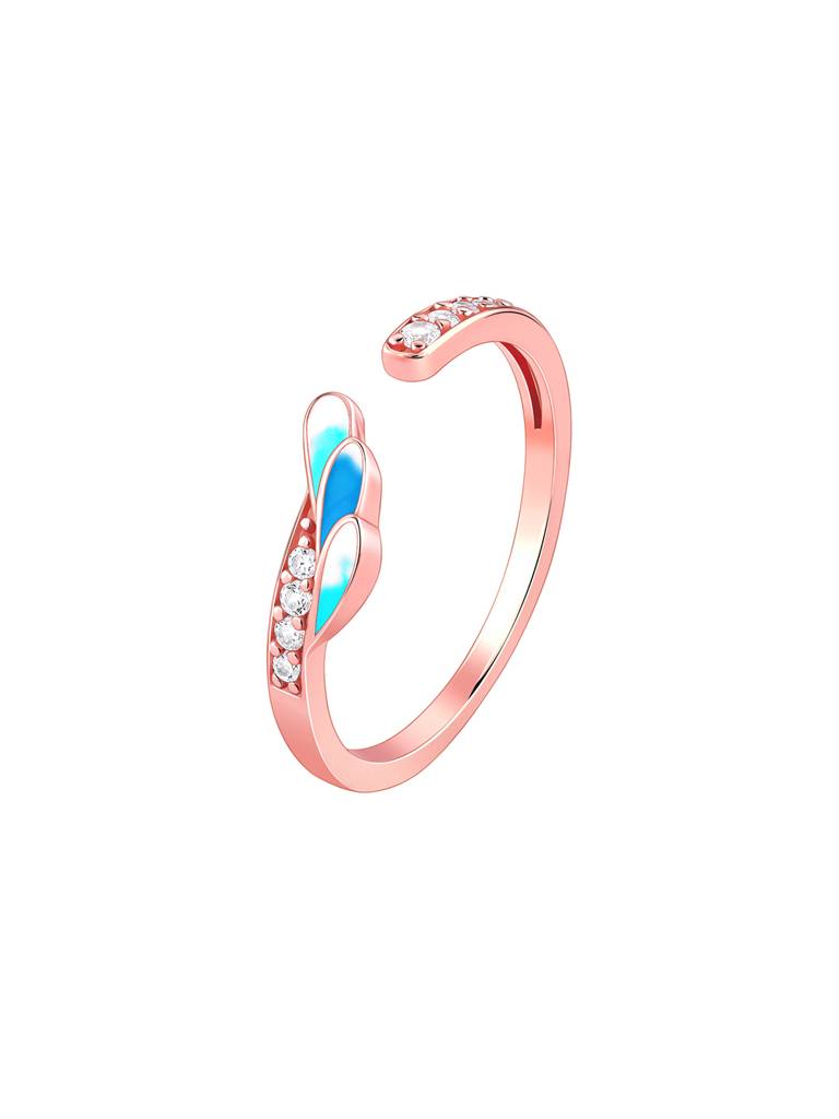 925 Silver Rose Gold Wing Flap Ring For Women : R01680