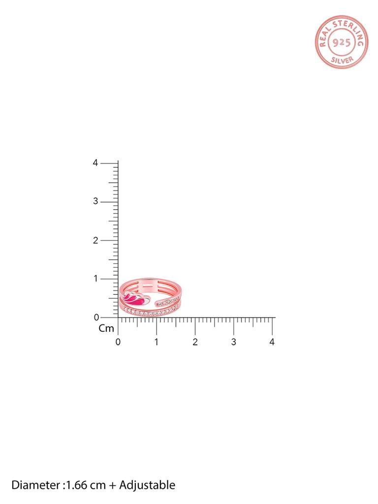 925 Silver Rose Gold Pink Ruffles Ring For Women : R01681