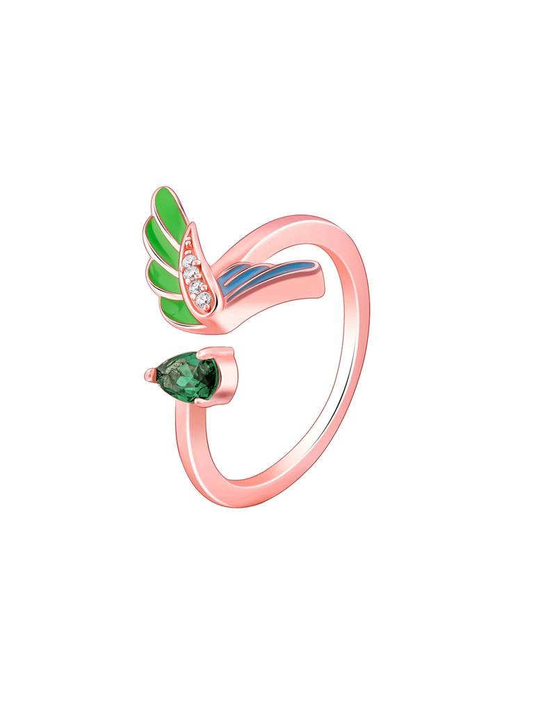 925 Silver Rose Gold Feather Touch Ring For Women : R01682