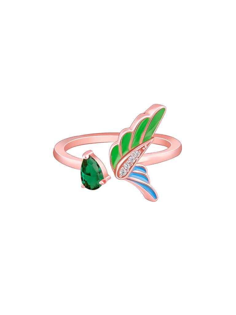 925 Silver Rose Gold Feather Touch Ring For Women : R01682