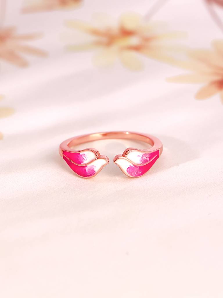 925 Silver Rose Gold Winglet Ring For Women : R01686