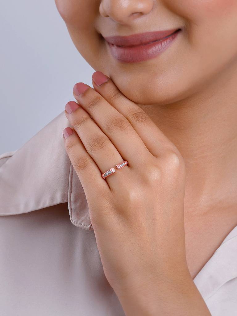 925 Silver Rose Gold Chirpy Ring For Women : R01690