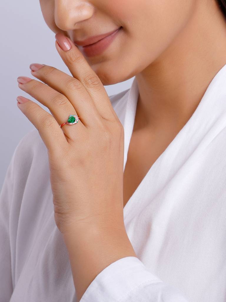 925 Silver Rose Gold Woody Bird Ring For Women : R01692