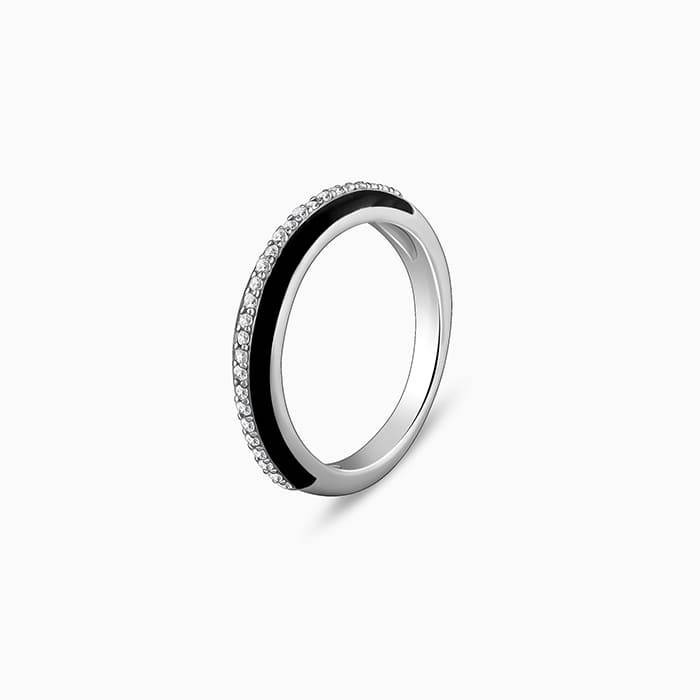 Giva 925 Sterling Silver Black In Sync Rings,Fixed Size, Indian - 12 | Gifts For Women And : R01695