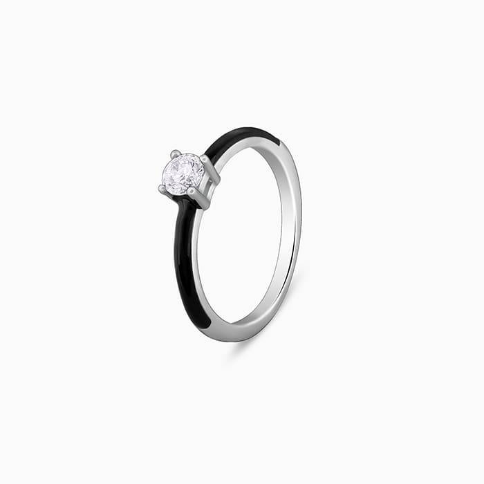 Giva 925 Sterling Silver Black In Sync Rings,Fixed Size, Indian - 12 | Gifts For Women And : R01695