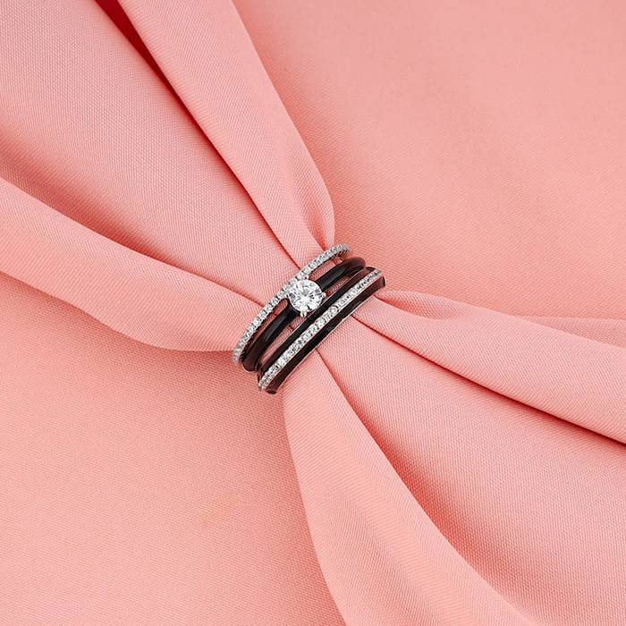 Giva 925 Sterling Silver Black In Sync Rings,Fixed Size, Indian - 12 | Gifts For Women And : R01695