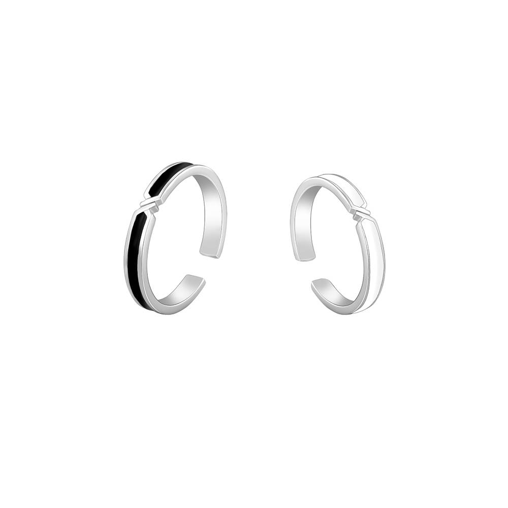 Giva 925 Sterling Silver B&W Couple Bands,Adjustable|Gift For Valentine | Gift For Girlfriend : R01697