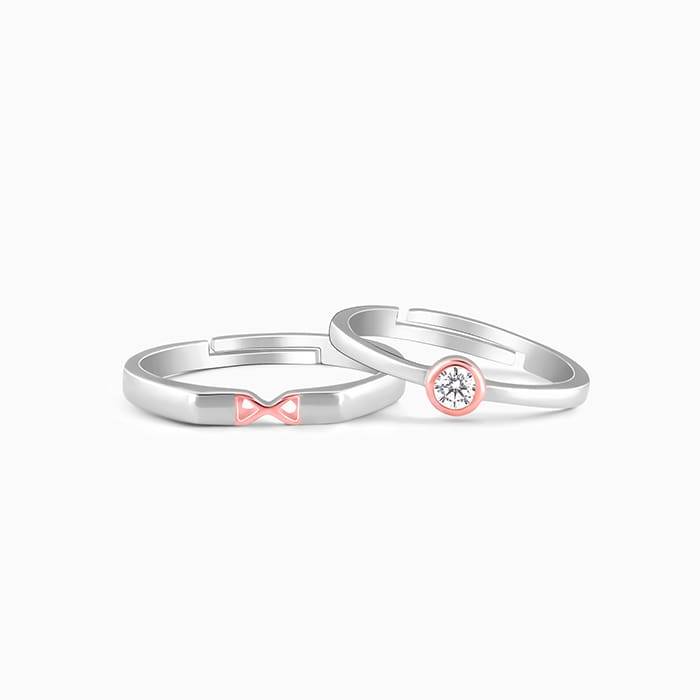 Giva 925 Sterling Silver Dual Tone Xo Couple Rings,Adjustable|Gift For Valentine | Gift Fo : R01698