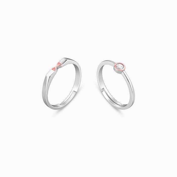 Giva 925 Sterling Silver Dual Tone Xo Couple Rings,Adjustable|Gift For Valentine | Gift Fo : R01698