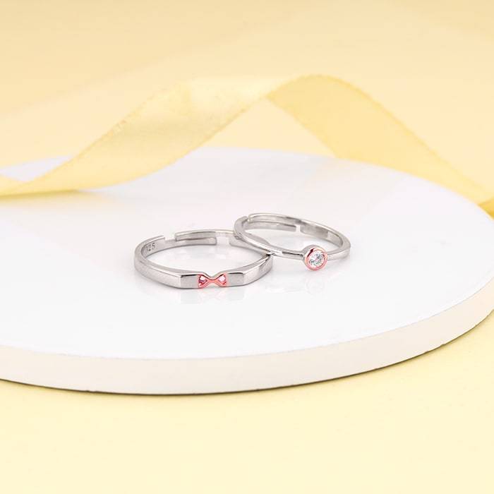 Giva 925 Sterling Silver Dual Tone Xo Couple Rings,Adjustable|Gift For Valentine | Gift Fo : R01698
