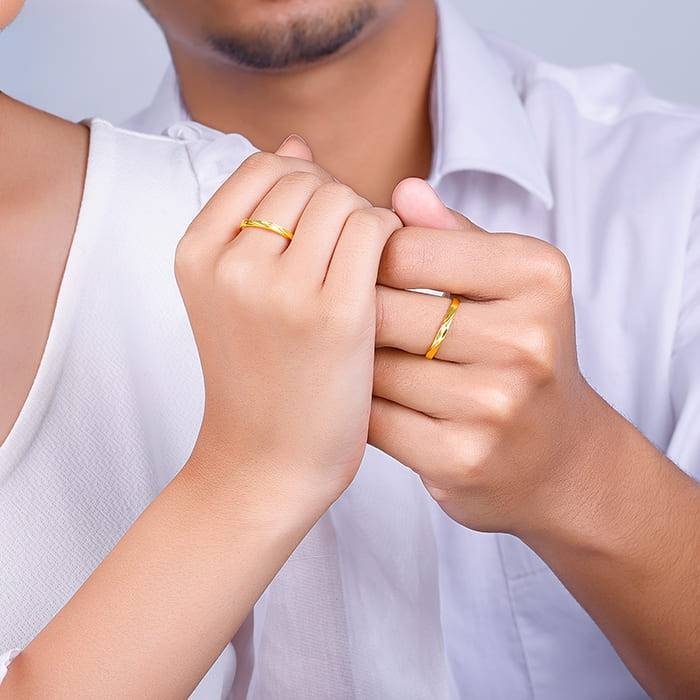 Giva 925 Sterling Silver Golden In Sync Couple Rings,Adjustable|Gift For Valentine | Gift  : R01699