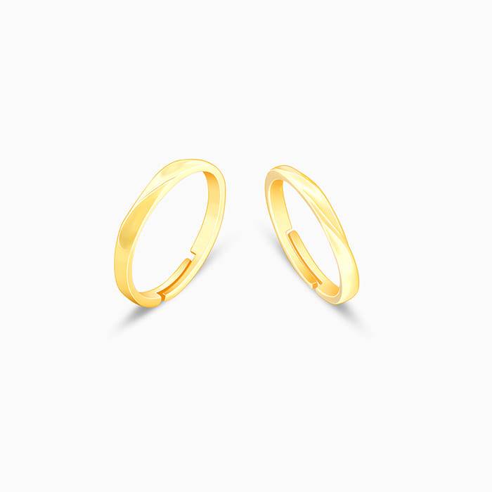 Giva 925 Sterling Silver Golden In Sync Couple Rings,Adjustable|Gift For Valentine | Gift  : R01699