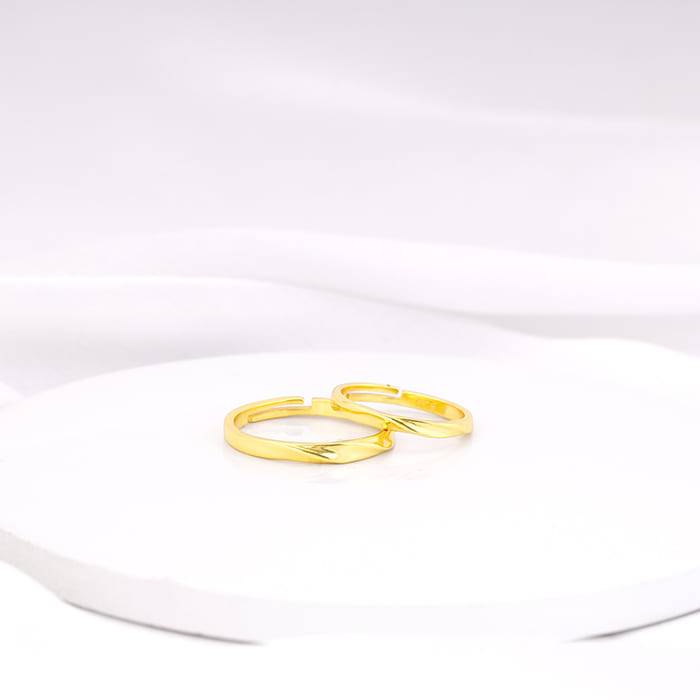 Giva 925 Sterling Silver Golden In Sync Couple Rings,Adjustable|Gift For Valentine | Gift  : R01699