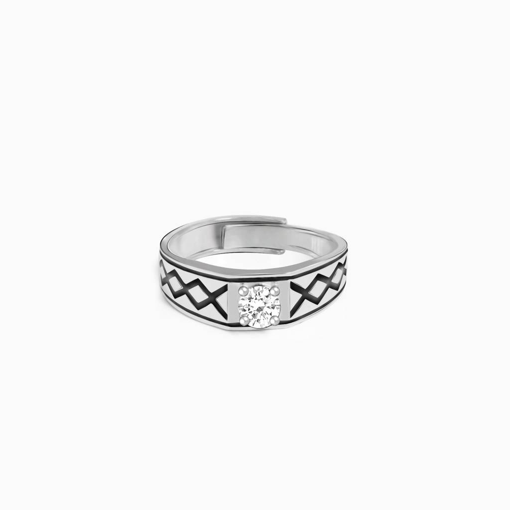 Silver Mesh Gleaming Men'S Ring : R0169